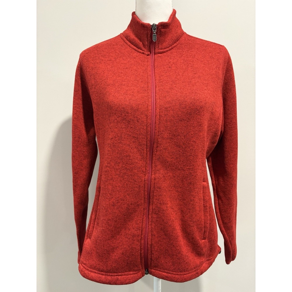 Orvis Trout Bum Jacket Womens Medium Red Fleece Full Zipper Soft Cozy